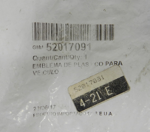 Emblema Grade Dianteira Gm Agile Montana 2009 A 2019 