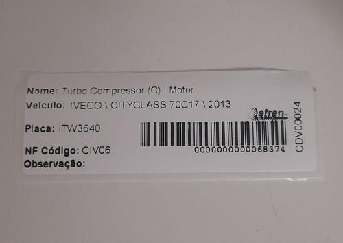 Turbina Bi-turbo Iveco Cityclass 70c17 2013