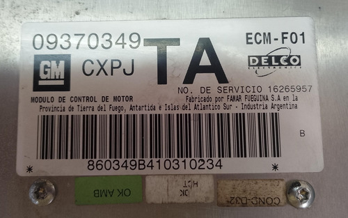 Módulo De Injeção Gm Corsa 1.0 8v 1997/2002 09370349 Cxpj Ta