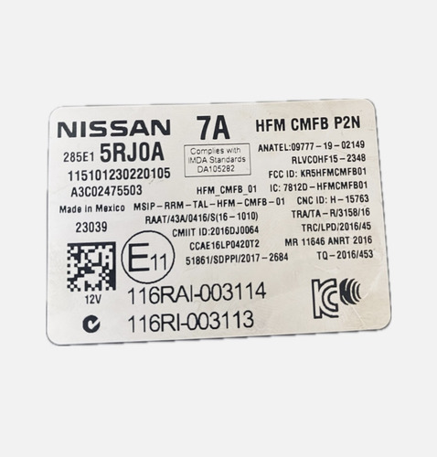 Módulo Conforto Nissan Kicks 17 A 19 285e15rjoa