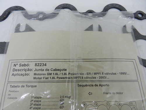 Kit Junta Cabeçote Motor Gm (95...) Fiat (03...) 1.6 1.8 8v