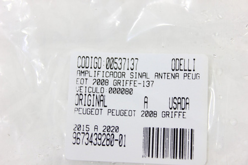 Amplificador Sinal Antena Peugeot 2008 Griffe 15/20 Us (137)