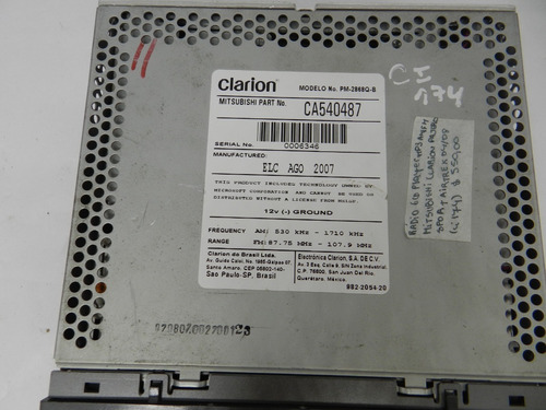 Rádio Clarion 6cd Am/fm Pajero Sport Airtrek 04/08 Ca540487