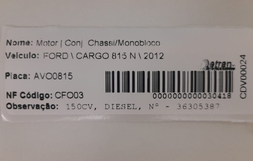 Bloco Motor 815 N 150cv 2012 - 3630587
