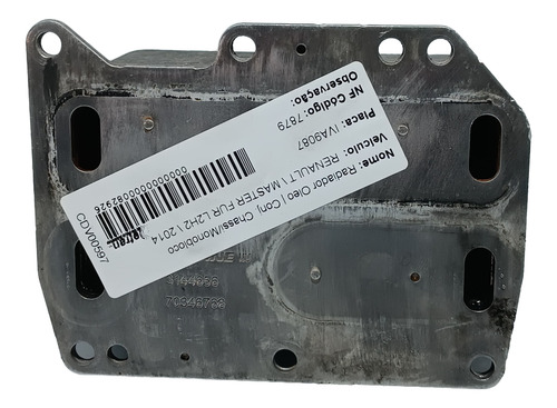Radiador Oleo Trocador Calor Renault Master 2.3 2013 2021