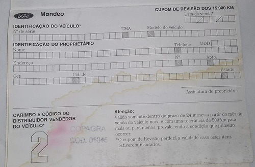 Manual Do Proprietario Ford Mondeo 1998
