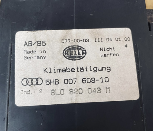 Comando Ar Condicionado Audi A3 97 A 99 8l0820043m