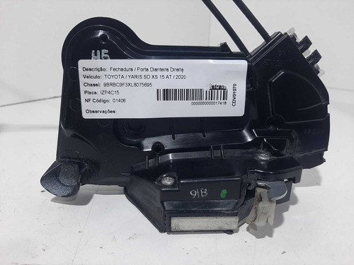  Fechadura Porta Dianteira Direita Toyota Yaris 1.5 2020