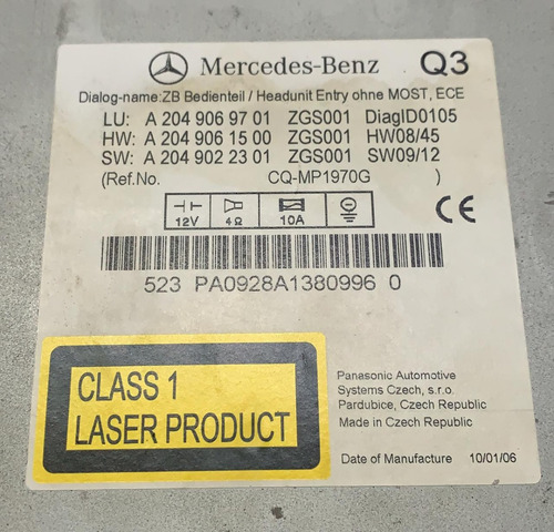 Estereo Radio Mercedes C180 C200 A2049069701