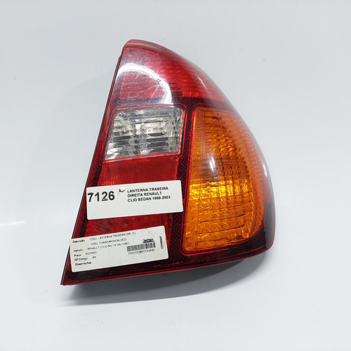 Lanterna Traseira Direita Renault Clio Sedan 2000 A 2003 