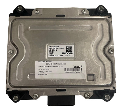 Módulo Controle Paccar Xf Ftt 530 2024 A054g093 2119174