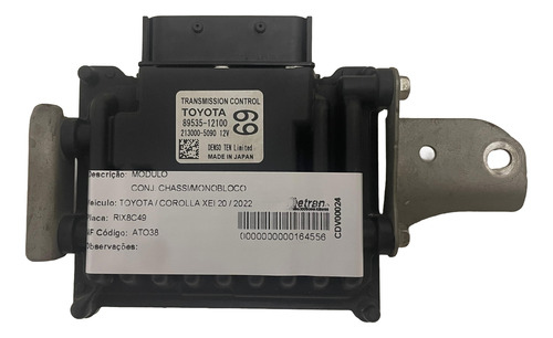 Módulo Câmbio Corolla Xei 2.0 2022 - 8953512100 / 2130005090