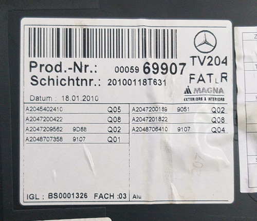 Forro Porta Dianteiro Direito Mercedes C200 07/10