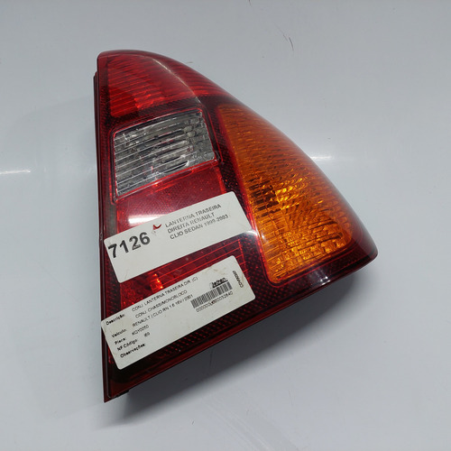 Lanterna Traseira Direita Renault Clio Sedan 2000 A 2003 