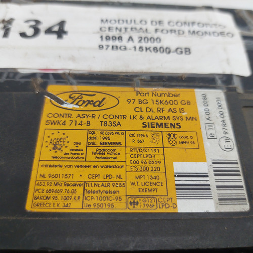 Módulo Conforto Ford Mondeo Ano 1996 A 2000