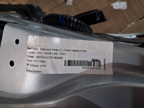 Porta Fiat Mobi 2017 2018 2019 2020 2021 Traseira Direita