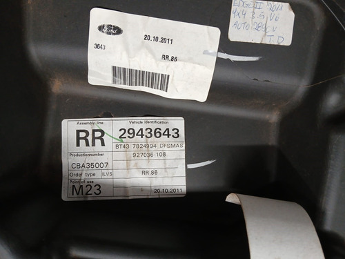 Maquina Vidro Porta Traseira Direita Edge 2007 A 14 S/motor