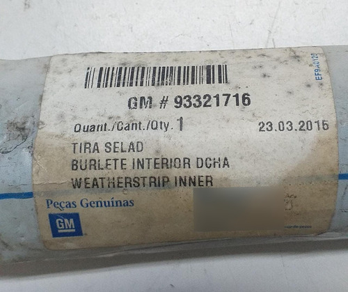 Pestana Borracha Interna Porta Diant Ld Corsa Sedan 00/17