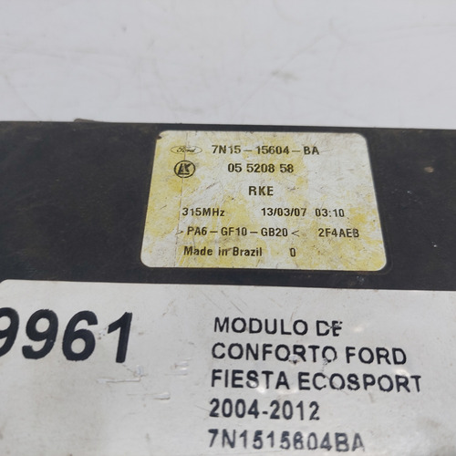 Módulo De Conforto Fiesta Ecosport Ano 2004 A 2013