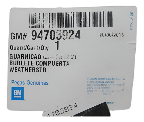 Borracha Tampa Porta Malas Gm Agile 2010 A 2014 94703924