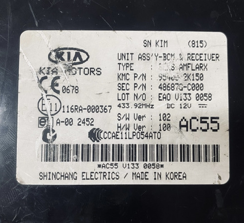 Módulo Conforto Kia Soul 12 A 14 954002k150