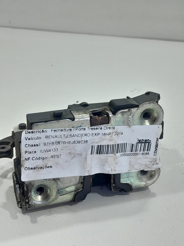 Fechadura Porta Tras.direita Renault Sandero  Exp 2014 (vj)