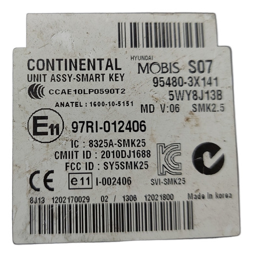 Módulo Smart Key Elantra 2.0 Ano 2011 A 2014 Cód. 954803x141