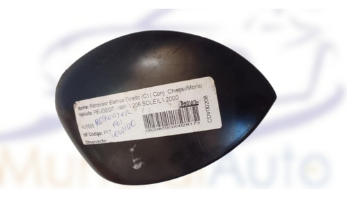 Capa Retrovisor Lado Direito Citroen C3 03/12. 23239