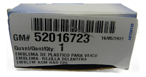 Emblema Grade Dianteira Gm Celta 2012 A 2016 52016723