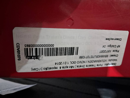 Porta Traseira Direita Voyage Gol G5 G6 G7 2009 2010 A 2021