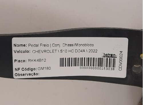 Pedal Freio Gm S10 High Country 2022