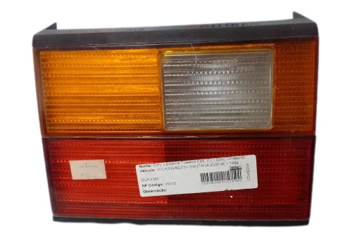 Lanterna Traseira Lado Esquerdo Vw Santana 91/.. Arteb 11637