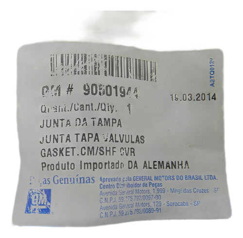 Junta Tampa Valvula Gm Vectra Astra Zafira 1997 A 2012 
