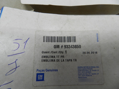 Emblema Tampa Traseira Gm Prisma Celta 2007 A 2012 93343850