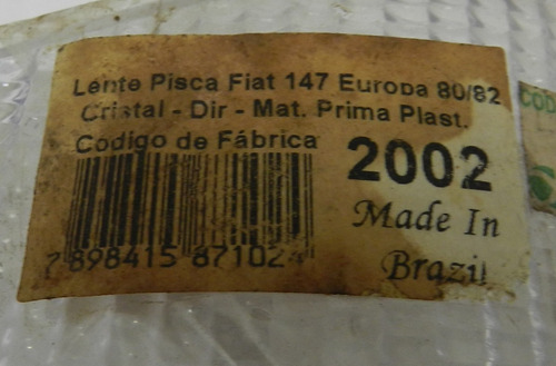 Lente Pisca Lado Direito Fiat 147 Europa 1980 A 1982 