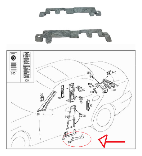 Par Suporte Inferior Interno Mold Coluna Central C180k 00/07