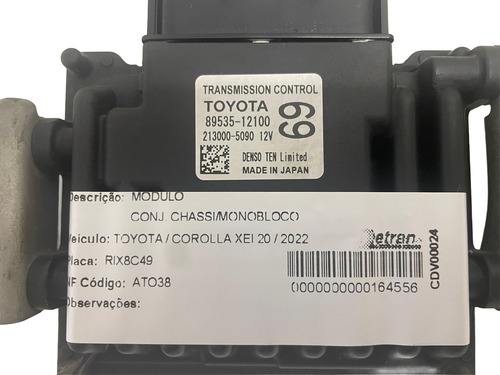 Módulo Câmbio Corolla Xei 2.0 2022 - 8953512100 / 2130005090
