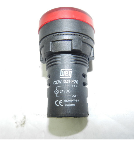 Sinaleiro Monobloco Led Vermelho 24vdc Cewsm1e26